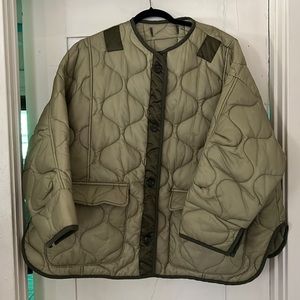 FRANKIE SHOP Quilted Padded Ripstop Jacket - Moss Green - One Size